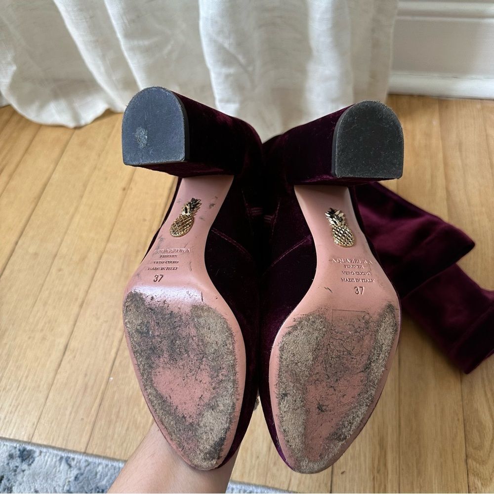 AQUAZZURA So Me Eggplant Purple Over the Knee Heel Boots - Picture 10 of 13